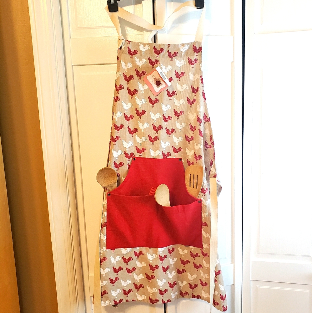 Rooster Pattern Kitchen Apron NWT